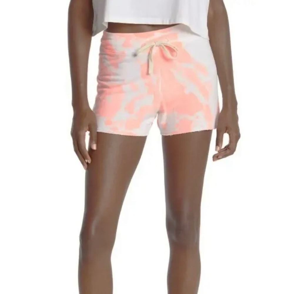 Sundry Women's XL Drawstring Cutoff Sleepwear Shorts Tie Dye Pop Peach NWT